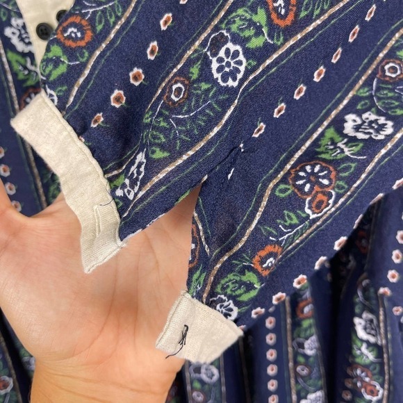 Buyduk Blue Green Mixed Print Floral Striped Cotton Lagenlook Midi Dress Large - Picture 5 of 8